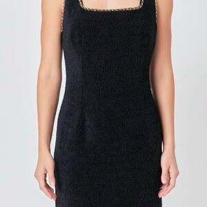 NWT - Endless Rose Black and Gold Chain mini winter dress - Size XS